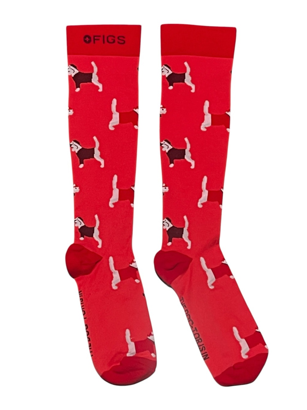 FIGS Unisex Red Pink Dogtor Knee High Compression Socks Size M Work Travel